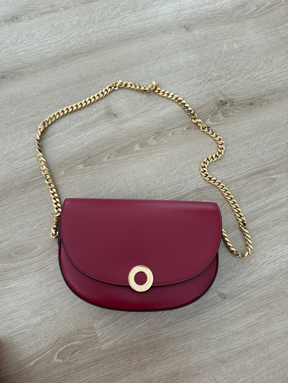 NEW Burberry Wine Red Crossbody with Gold Chain
